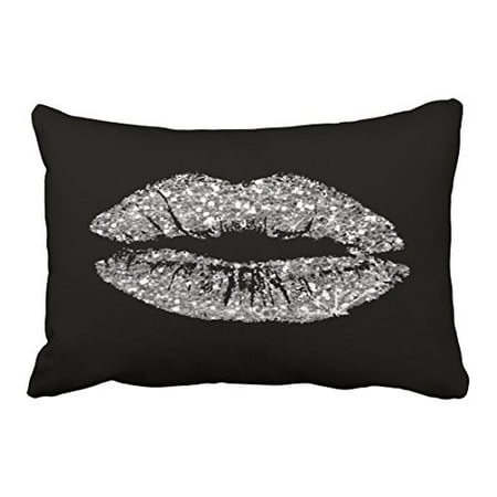 Winhome Retro Black Gray Silver Glitter Kiss Lips Makeup Sparkly