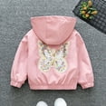 thumbnail image 5 of GYRATEDREAM Toddler Baby Girls Lightweight Hooded Jacket Outwear Kids Butterfly Print Zipper Outdoor Windbreaker Children Spring Fall Trench Coat for 13 Months-8 Years, 5 of 7