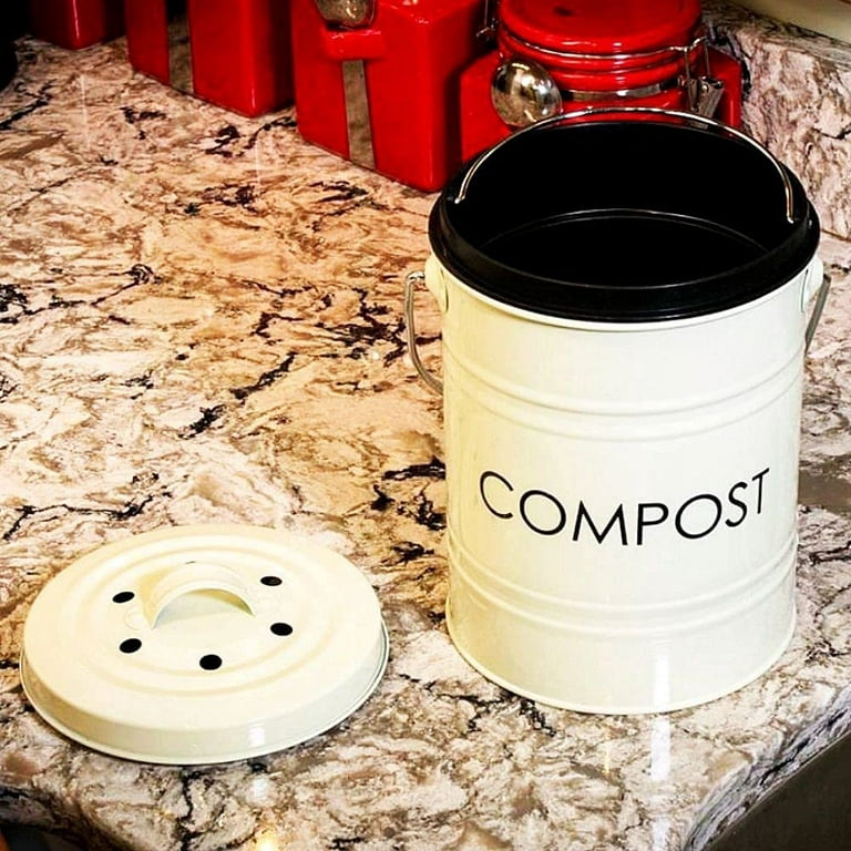 Classic Countertop Compost Bin, by Kilner - 2 Colors; Cream & Grey