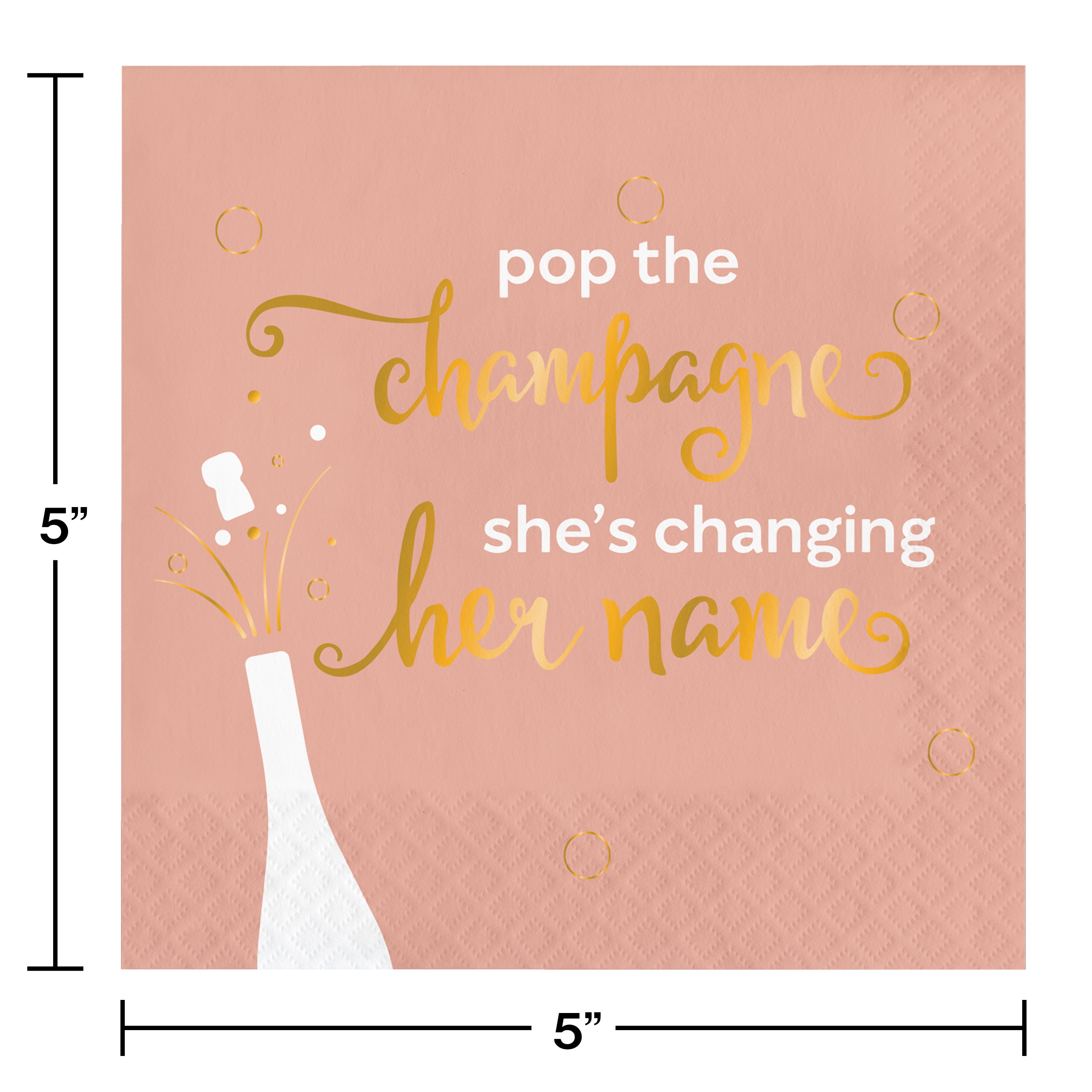 Pop the Champagne Pink and Gold Beverage Napkins, 30 Count by Way to Celebrate