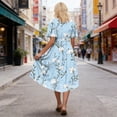 thumbnail image 4 of Ruimatai Women's V-Neck Abstract Print Short Sleeve Belted High-Low Wrap Waist Midi Dresses for Women Summer Casual & Vacation Wear, 4 of 7
