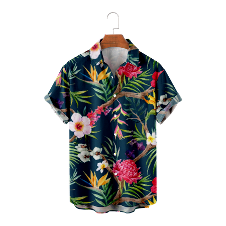 

MLFU Adult Kids Short Sleeve Button Up Shirts Graphic Print Tee Shirts Basic Blouses Up to 8XL