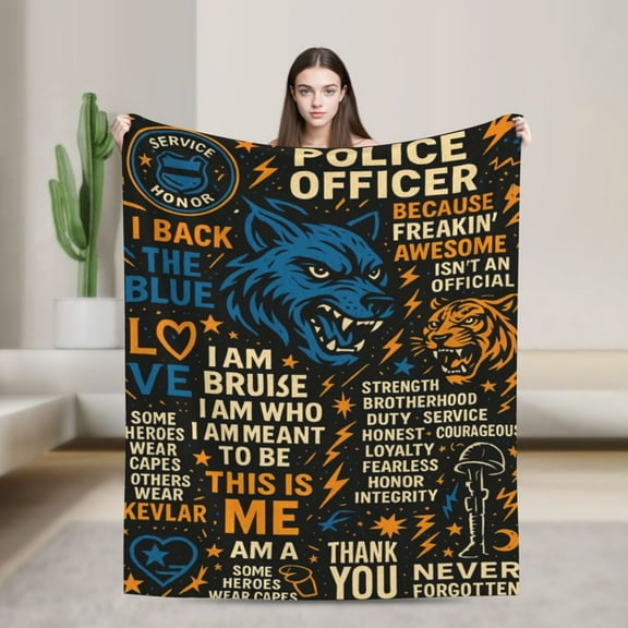 Police Gifts, Police Gifts for Men, Best Gifts for Police Officers, Police Gifts for Him Women, Unique Police Officer Gifts, Police Officers Christmas Throw Blanket 50x40