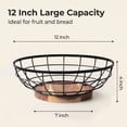 thumbnail image 5 of Fruit Basket,black Wire Basket with Acacia Wood Base,large Fruit Bowl for Countertop,black Baskets for Fruits, Breads, Vegetables Storage. (12-inch), 5 of 7