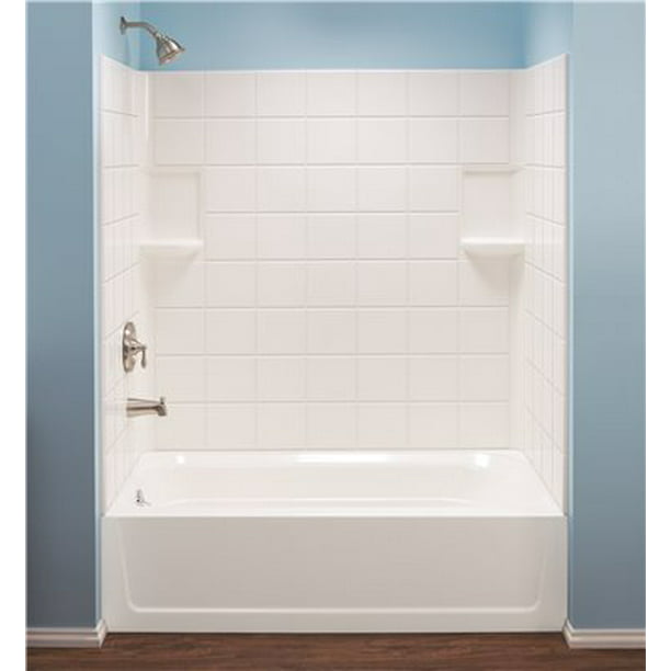 Topaz Fiberglass Tile Pattern Bathtub, Fiberglass Tub And Surround Combo