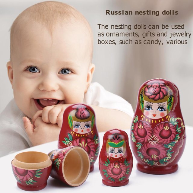 Muñeca rusa de madera de 5 capas Matryoshka conjunto novedad pintado Tmvgtek a mano para niños y adultos regalo de cumpleaños decoración del hogar brinquedos