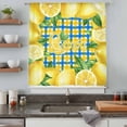 thumbnail image 5 of Yellow Lemon Sheer Curtains 45 Inches Long, Summer Botanical Blue Yellow Buffalo Plaid Light Filering Curtains, Breathable Simi Curtain Privacy Drapes for Kitchen Bathroom Small Window Treatment, 5 of 9