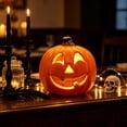 thumbnail image 6 of OANLKGI Halloween Pumpkin Lantern LED Lighted up Pumpkins Decorations Jack O' Lanterns Vintage Tabletop Fall Decor for Indoor or Outdoor Decors Thanksgiving Halloween Party Supplies, 6 of 7