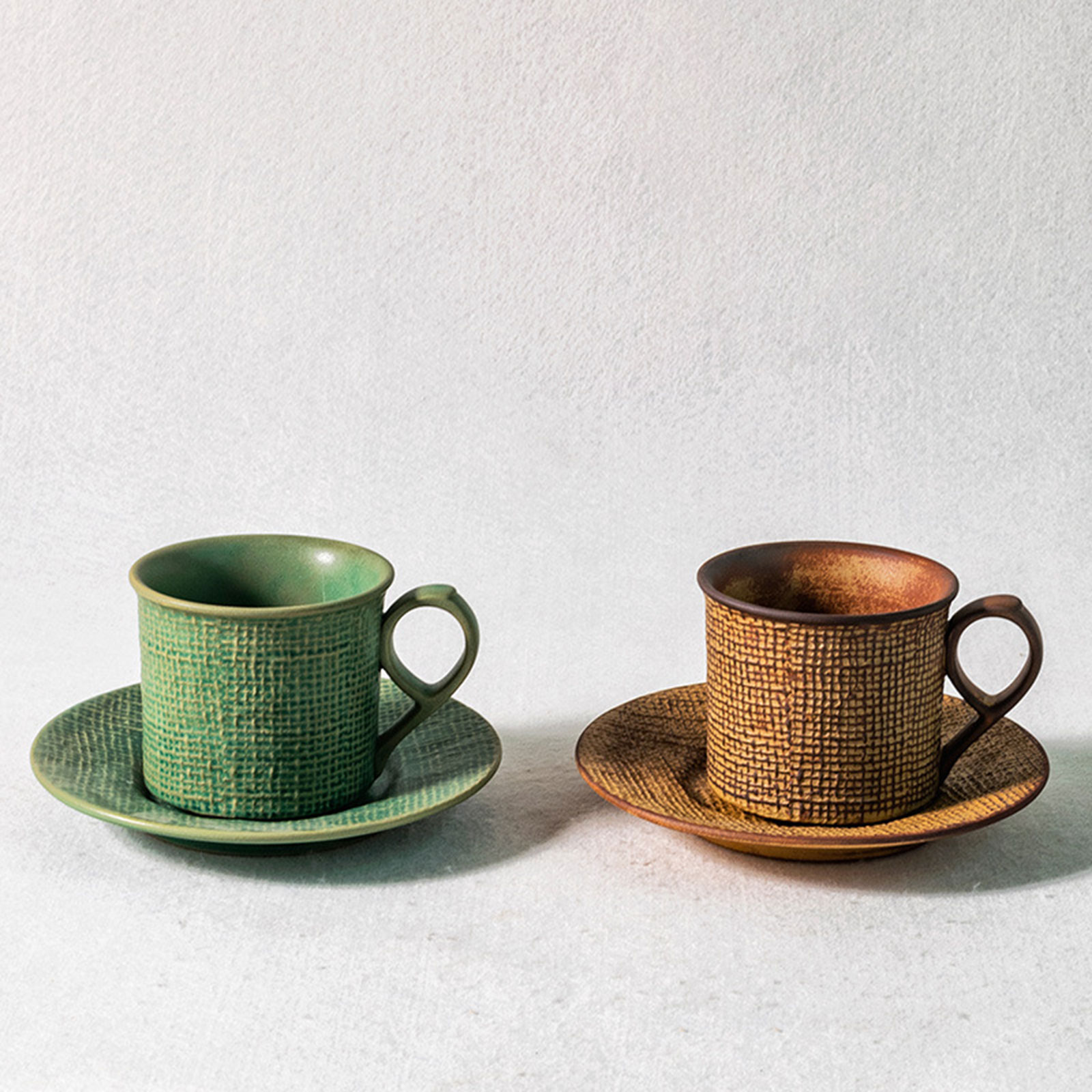 Espresso Cups Coffee Cups Pottery Coffee Mugs with Saucer 2 Colors Choose for Home Kitchen Hot Milk Tea Coffee