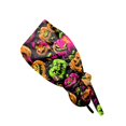 thumbnail image 2 of Halloween Working Hat Galaxy Scrub Caps for Women Adjustable Ghost Surgical Caps Nurse Headwear Props, 2 of 6
