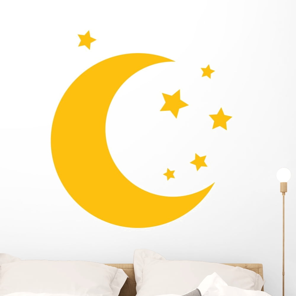 Moon and Stars Wall Decal Sticker Set Wallmonkeys Peel and Stick Graphic (36 in H x 36 in W