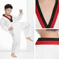 thumbnail image 4 of Kids White Karate Uniform, Exquisite Workmanship Cotton Comfortable TKD Costumes Clothing  for Training, 4 of 7