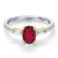 thumbnail image 3 of Gem Stone King 10K Two Tone Gold Ruby Red Mystic Topaz and Lab Grown Diamond Engagement Ring for Women | 1.00 Cttw | Oval 7X5MM | Gemstone November Birthstone | Size 5, 3 of 6
