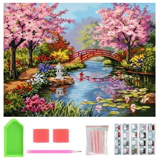 TISHIRON DIY 5D Diamond Painting Kits for Adults Moonlight Garden Round  Full Drill Paint by Diamond Painting Kits Arts Craft for Home Ideal Gift