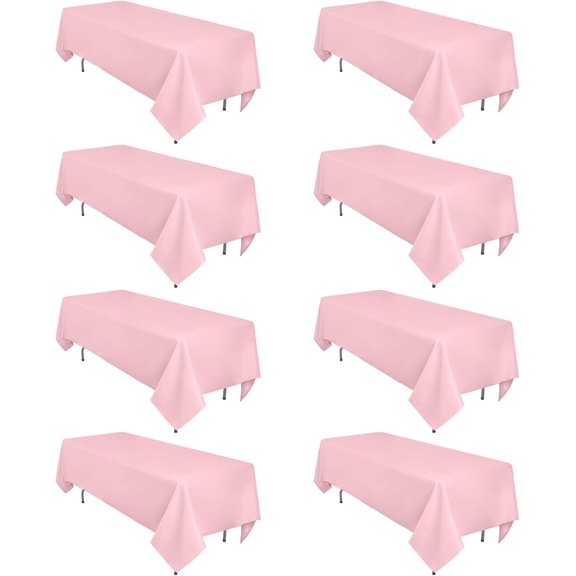 8 Pack Pink Tablecloth 60 x 102 Inch Rectangular Tablecloths for 6 Foot Rectangle Tables, Wrinkle Resistant Pink Table Cloth Washable Polyester Fabric Table Covers for Buffet Wedding Party Banquet