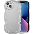 thumbnail image 2 of for iPhone 13 Case 6.1 Inch Cute Curly Wave Frame Phone Case Aesthetic Phone Case for Girls Women Soft TPU Bumper Shockproof Glossy Plated Case, Silver, 2 of 14