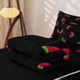 thumbnail image 5 of Erosebridal Kawaii Watermelon Zipper Queen Comforter Set with Fitted Sheet and 2 Pillowcases, Cartoon Fruit Zipper Bedding Set, Black Reversible, Black Watermelon, Black Reversible, 5 of 7