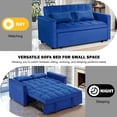 thumbnail image 5 of BSHTI 54" Fold out Sleeper Sofa Bed,Convertible Twin-Size Bed,With 3 Angles Adjustable Backres,Velvet Upholstery,Easy Assembly, Blue, 5 of 15