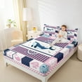 thumbnail image 5 of Feelyou Kawaii Ocean Whale Twin Sheet Sets, Cartoon Marine Rudder Twin Fitted Sheet, Pink Patchwork Buffalo Flat Sheet, Super Cozy Room Decor, 3pcs, 5 of 8