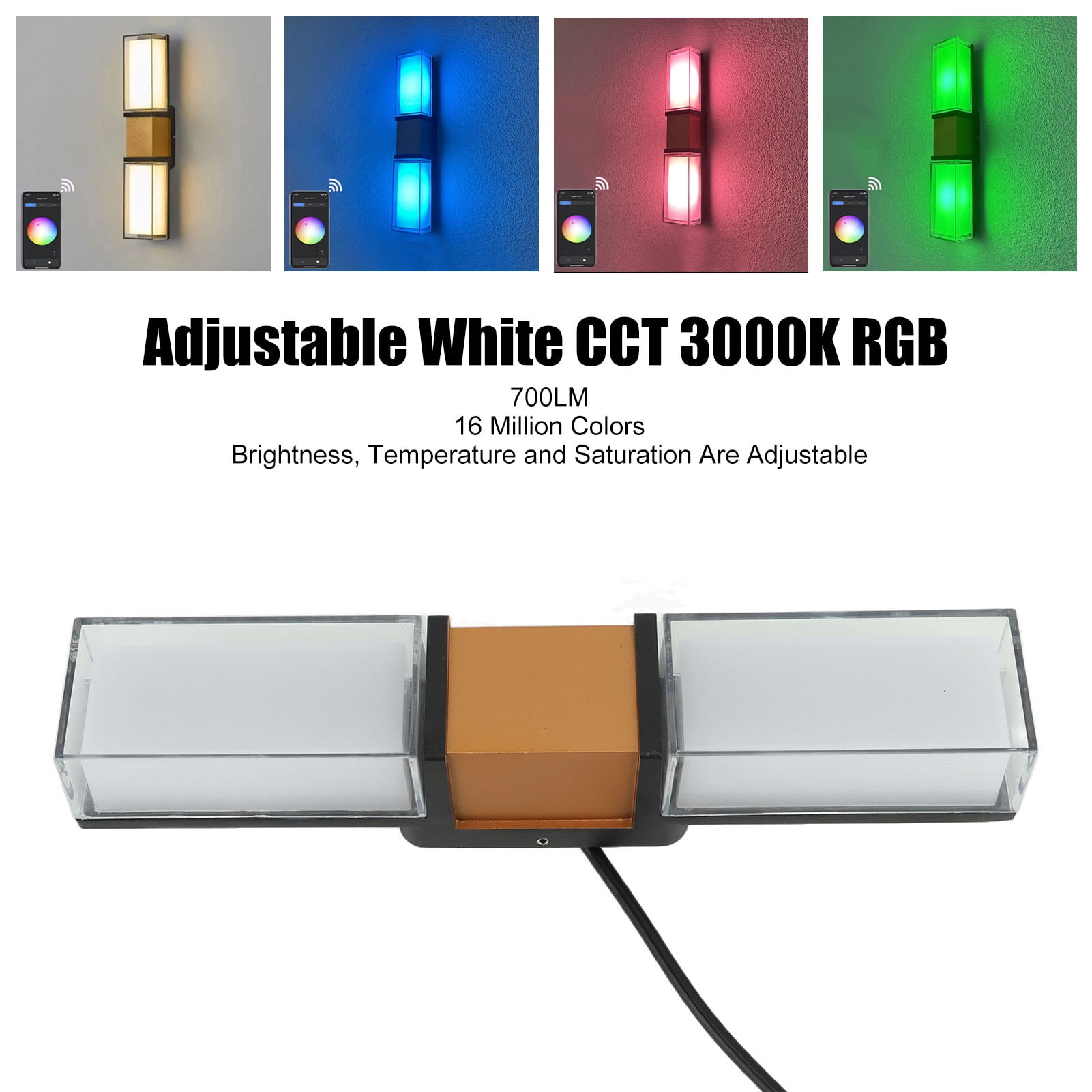 Nieyigj 9W RGBW Color Changing Smart Wall Lights Rectangle App Control Waterproof Wall Lamps for Outdoor, Dimmable Aluminum Exterior Light Fixture, 12.9 Inches / 32.8 cm, Works with Alexa and Google