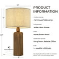 thumbnail image 3 of 22" Farmhouse Table Lamp with  Honey Natural Wood Base Classic Beige Fabric Drum Shade Bedside Lamp Traditional Desk Lamp for Home Office Foyer Living Room, 3 of 6