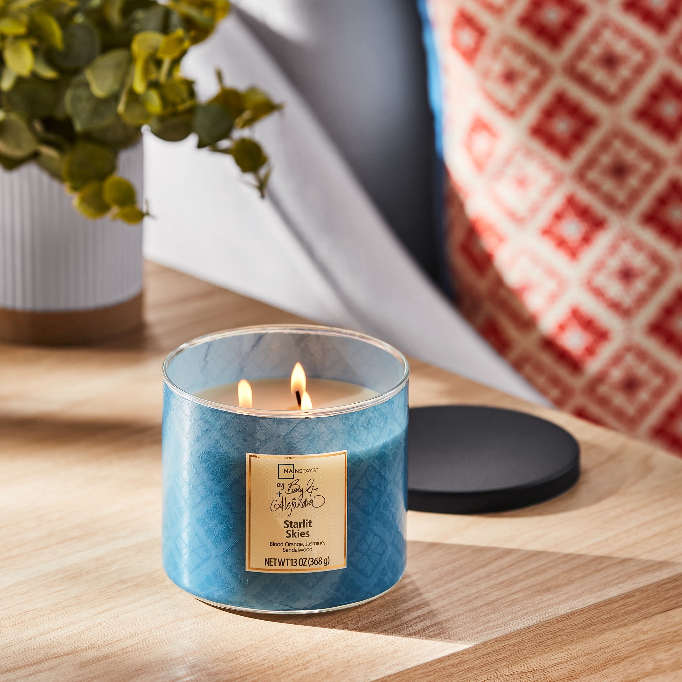 Mainstays by Becky G. & Alejandra 3-Wick Starlit Skies Candle, Blue Tile, 13 oz
