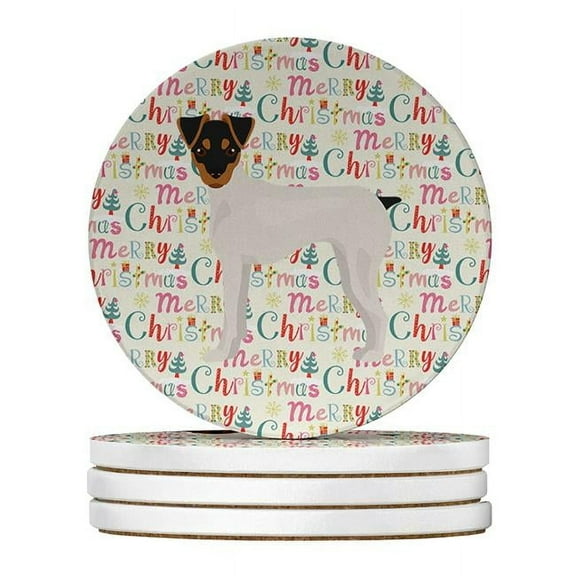 Japanese Terrier Merry Christmas Large Sandstone Coasters Pack of 4 4 in x 4 in