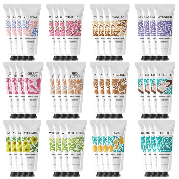 48Pcs Hand Cream Mother's Day Gift Set, Travel-Size Moisturizer for Dry Hands, Natural Scent Hand Lotion Set for Easter Baskets, Stocking Stuffers & Self-Care