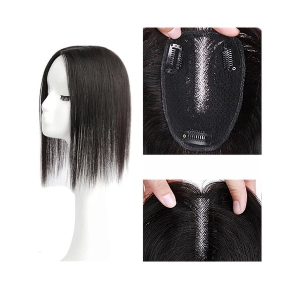 Straight Human Hair Toppers for Women 13×14 CM Large-area Invisible Hand-Tied Hair Toppers with Lace Base, Clips In Brazilian Remy Hair Pieces