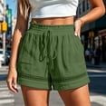 thumbnail image 2 of Women Shorts Plus Size New Shorts for Women Lightweight Elastic Waist Lace Trim Short Pants with Pocket Summer Casual Beach Vacation Bottoms Green-a L, 2 of 5