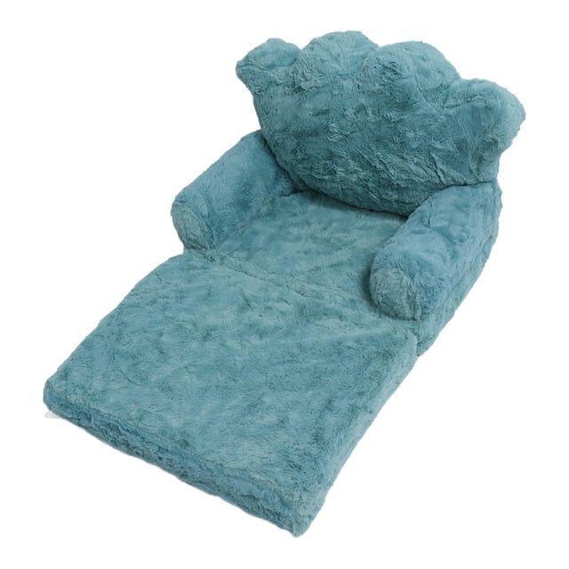 Kids Couch Fold Out, Kids Sofa Cartoon Crown Design Foldable and Portable, Soft Material for Comfort, Multi Functional Chair, Recommended for Kindergarten Reading, Green