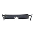thumbnail image 4 of Luxury Heavy Rhinestone Rim Trim Thin Shield Rimless Cyclops Sunglasses Black, 4 of 5