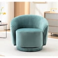 thumbnail image 1 of Silla de barril giratorio de terciopelo de 366 grados, sillón moderno de acento plisado con base resistente y cojín acolchado grueso, 1 of 5