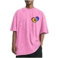 thumbnail image 2 of EchfiProm Mens Pink Graphic Tees Short Sleeve Shirts Cotton Valentine Crewneck Graphic Heart Tops for Big and Tall Men 2XL, 2 of 5