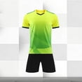 thumbnail image 4 of Odeerbi Niños Niñas Rápido Seco Juego de Entrenamiento de Fútbol Gradiente Geométrico Cuello En V Camiseta Shorts Conjunto Atlético Para 5-17 Años, 4 of 7