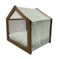thumbnail image 2 of Geometric Pet House, Rhombus Pattern with Retro Design Inspirations Vintage Argyle Arrangement, Outdoor & Indoor Portable Dog Kennel with Pillow and Cover, 5 Sizes, Beige Teal, by Ambesonne, 2 of 5