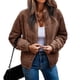thumbnail image 2 of Mujer Invierno Chaqueta De Manga Larga Moda Otoño Invierno Cálido Color Puro Cremallera Frente Abierto Outwear Abrigo Marrón Oscuro S, 2 of 5