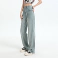 thumbnail image 1 of Pantalones vaqueros Lyocell Tencel de Color claro para mujer, pantalones de pierna ancha de seda de hielo, finos, a la moda, holgados, rectos y estrechos, de verano, 1 of 5