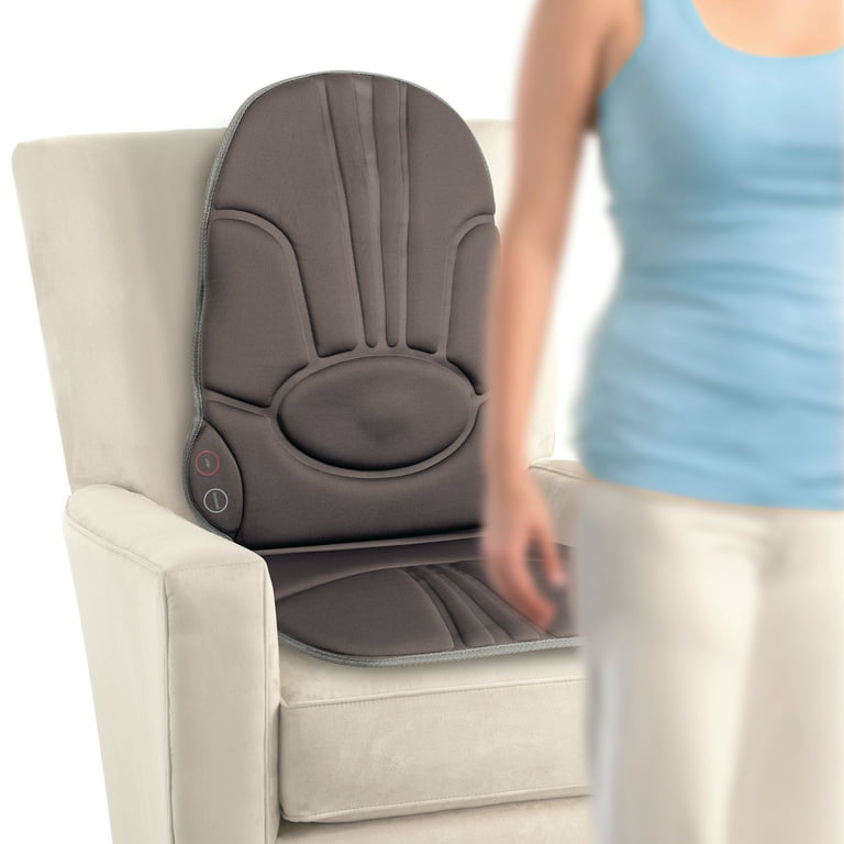 Homedics Comfort Deluxe Portable Seat Cushion Massager with Heat,  Integrated Control, Invigorating Vibration for Back 