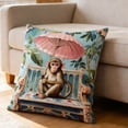 thumbnail image 4 of Chinoiserie Throw Pillow Covers 18x18 Inch, Floral Blue & White Porcelain Palace Peacock Monkey Decorative Pillow Cases, 4 of 6