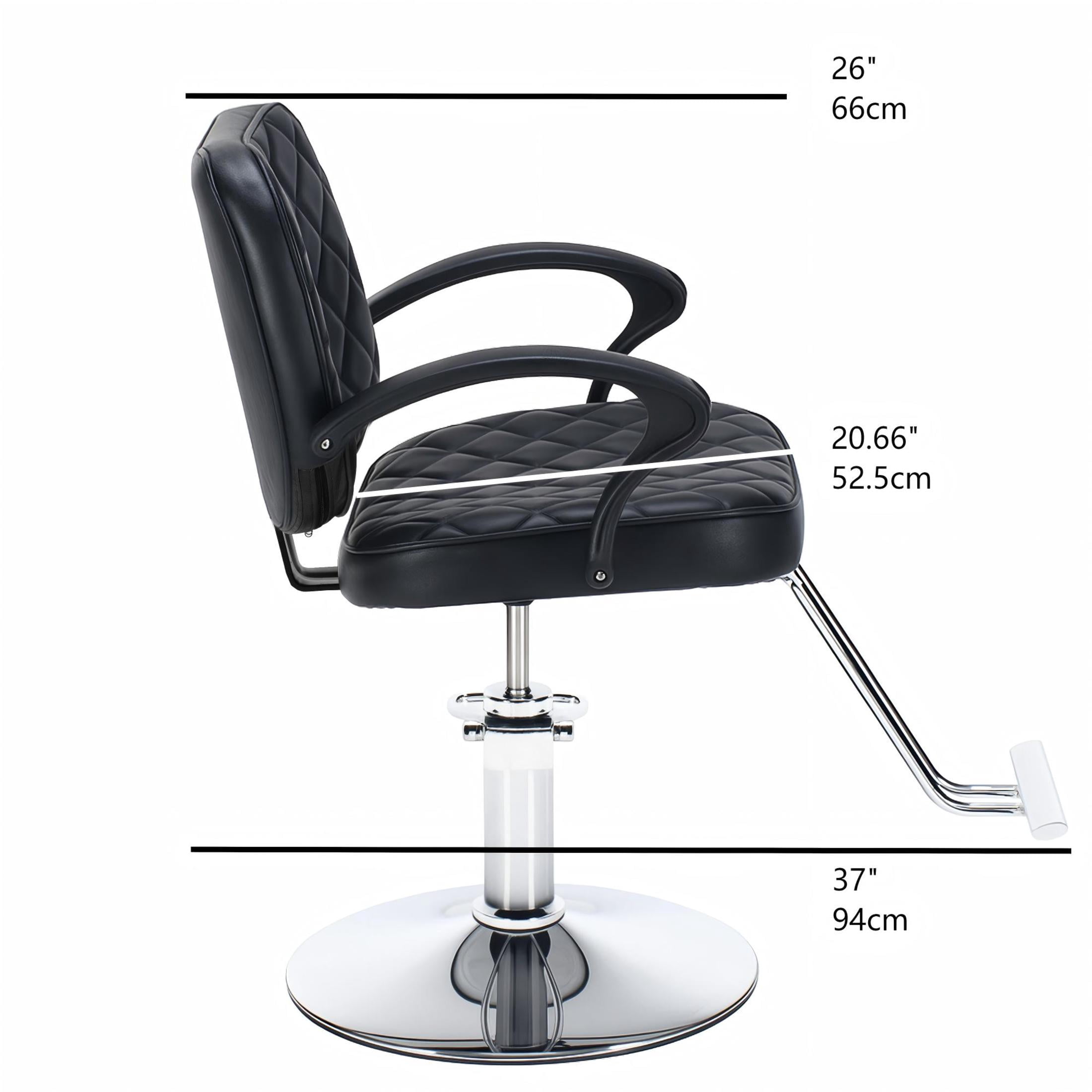 Noble House Hydraulic Salon Styling Chair, Diamond Quilted PU Leather Barber Chair, Black