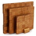 thumbnail image 3 of MegaChef 3 Piece Bamboo Checkered Pattern Cutting Board Set with Storage Holder, 3 of 9