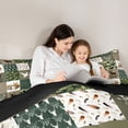 thumbnail image 4 of Manfei Cute Bear Patch Twin Comforter Sets,Abstract Geometric Plaid Bedding Set,Green,Black Reversible,2 Pieces,1 Comforter and 1 Pillowcase, 4 of 7