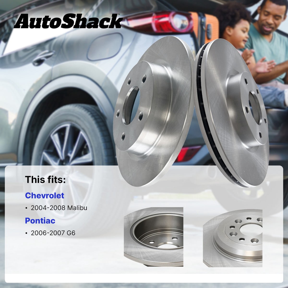 AutoShack Front Brake Rotors for Chevrolet & Pontiac, Malibu 2004-2008 G6 2006-2007, FWD L4 2.2L 2.4L V6 3.5L 3.6L 3.9L - 10.87" (276 mm), 5-Lug