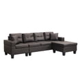 thumbnail image 4 of Sectional Sofa Set for Living Room with L Shape Chaise Lounge ,cup holder and Left or Right Hand Chaise Modern 4 Seat (Chocolate brown), 4 of 12
