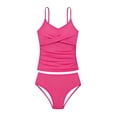 thumbnail image 4 of SGMVNU Girl Tankini Swimsuits with Shorts Tropical Print Two Piece Bathing Suit Adjustable Straps Padded Swimwear, Size 8-9 Years, cl1-Hot Pink, 4 of 5