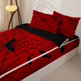thumbnail image 3 of Homewish Gothic Halloween Spider Web Zipper Twin Comforter Sets with Fitted Sheet and 2 Pillowcases,Bat Spooky Pattern Zipper Bedding Set,Red Black,Black Reversible,4 Pieces, 3 of 7