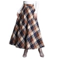 thumbnail image 3 of CAIXIA Long Plaid Skirts for Women High Waist A Line Pleated Fall Maxi Skirts, 3 of 5