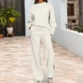 thumbnail image 2 of Unir Women Solid Loungewear 2 Piece Set, Crew Neck Loose Sweatshirt & Elastic Drawstring Wide Leg Pants Relaxed Home Wear True To Size, 2 of 7