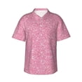 thumbnail image 2 of Xecao Glitter Pink print Hawaiian shirt - a stylish short-sleeve button-down for men, perfect for casual beach and tropical outings., 2 of 9